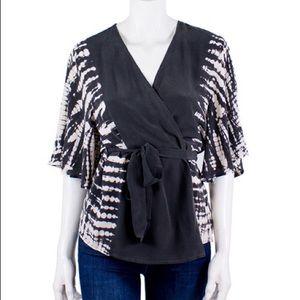 Flounce Sleeve Wrap Shirt